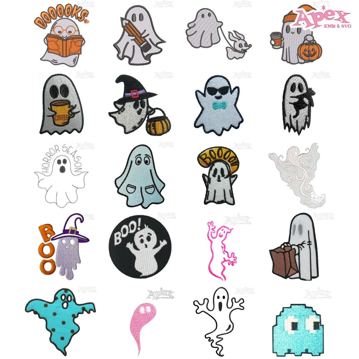 Halloween Ghost Embroidery Designs Bundle thumbnail