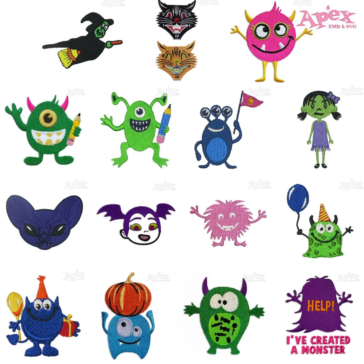 Halloween Monster Embroidery Designs Bundle thumbnail