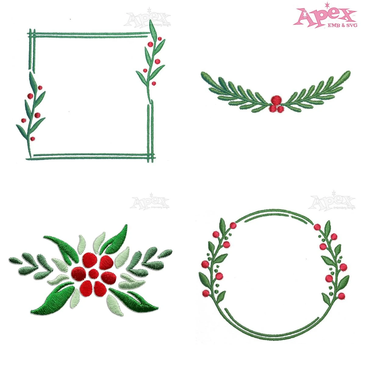 Holly Berry Christmas Embroidery Designs Bundle thumbnail