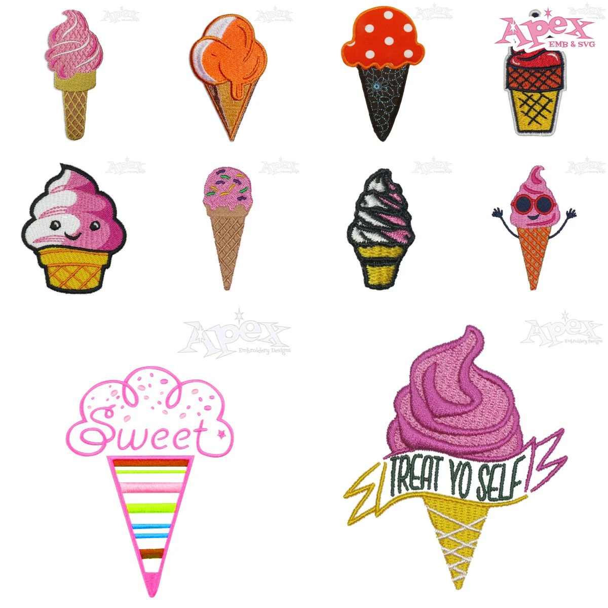 Ice Cream Embroidery Designs Bundle thumbnail