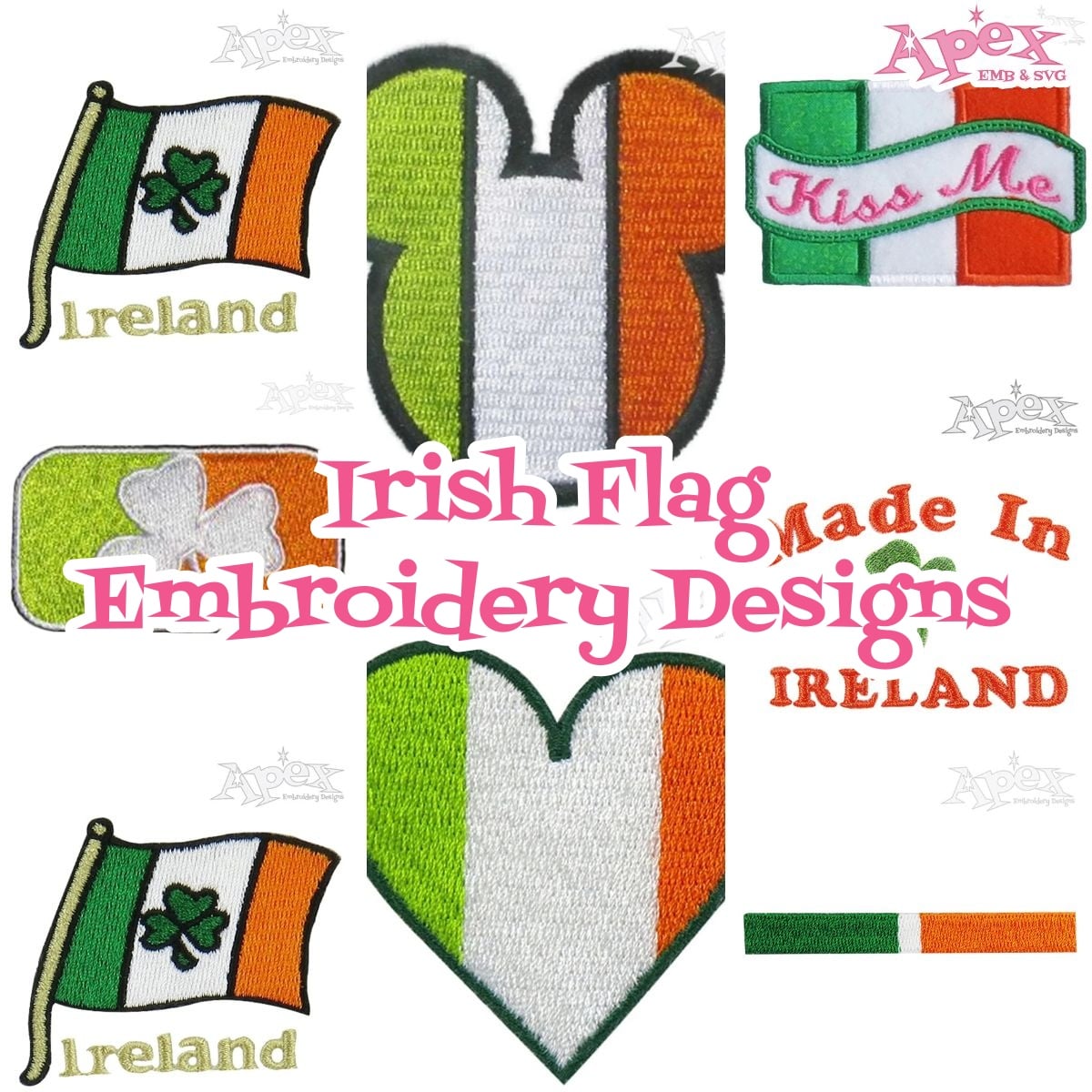 irish ireland flag embroidery design bundle thumb