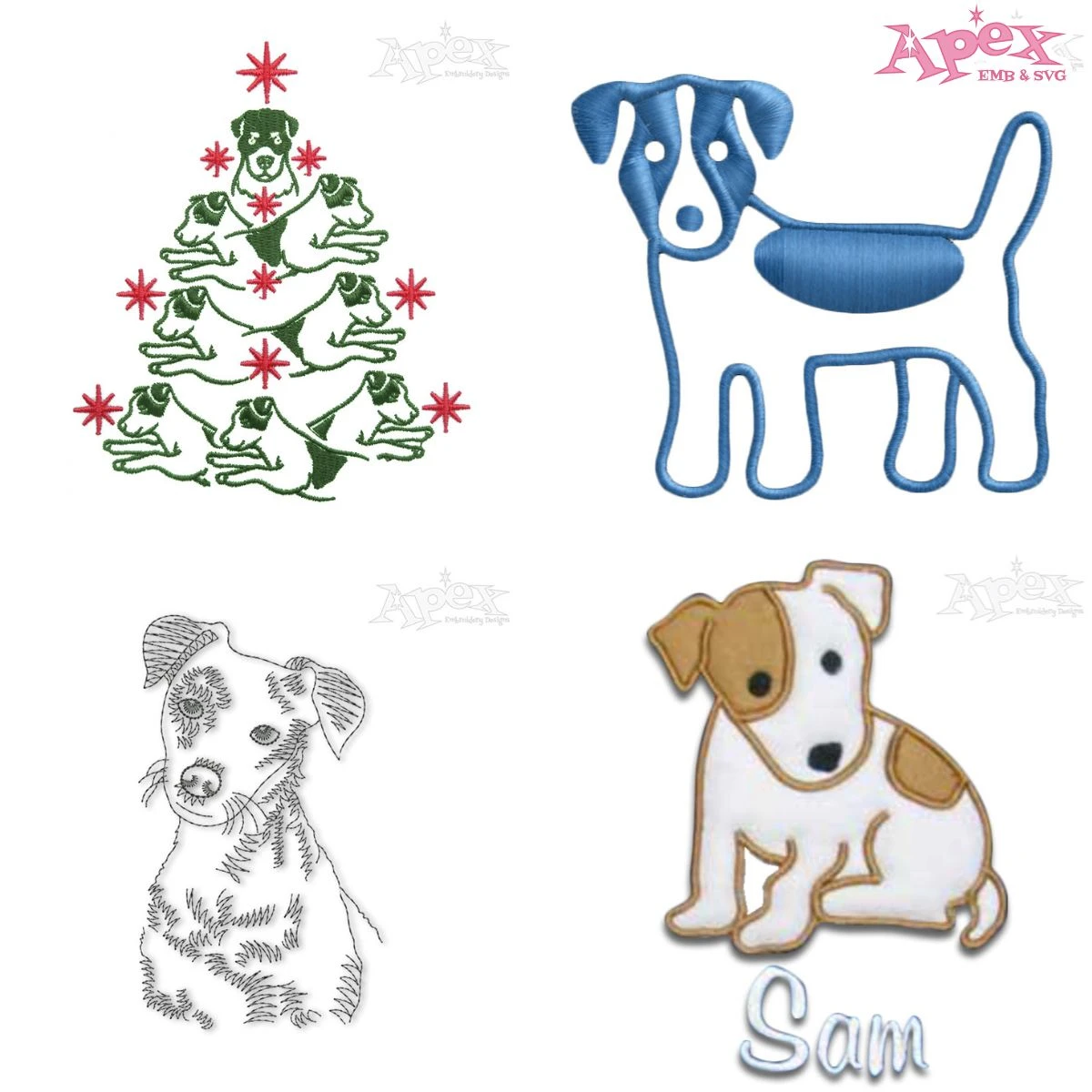 Jack Russell Terrier Dog Embroidery Designs Bundle thumbnail