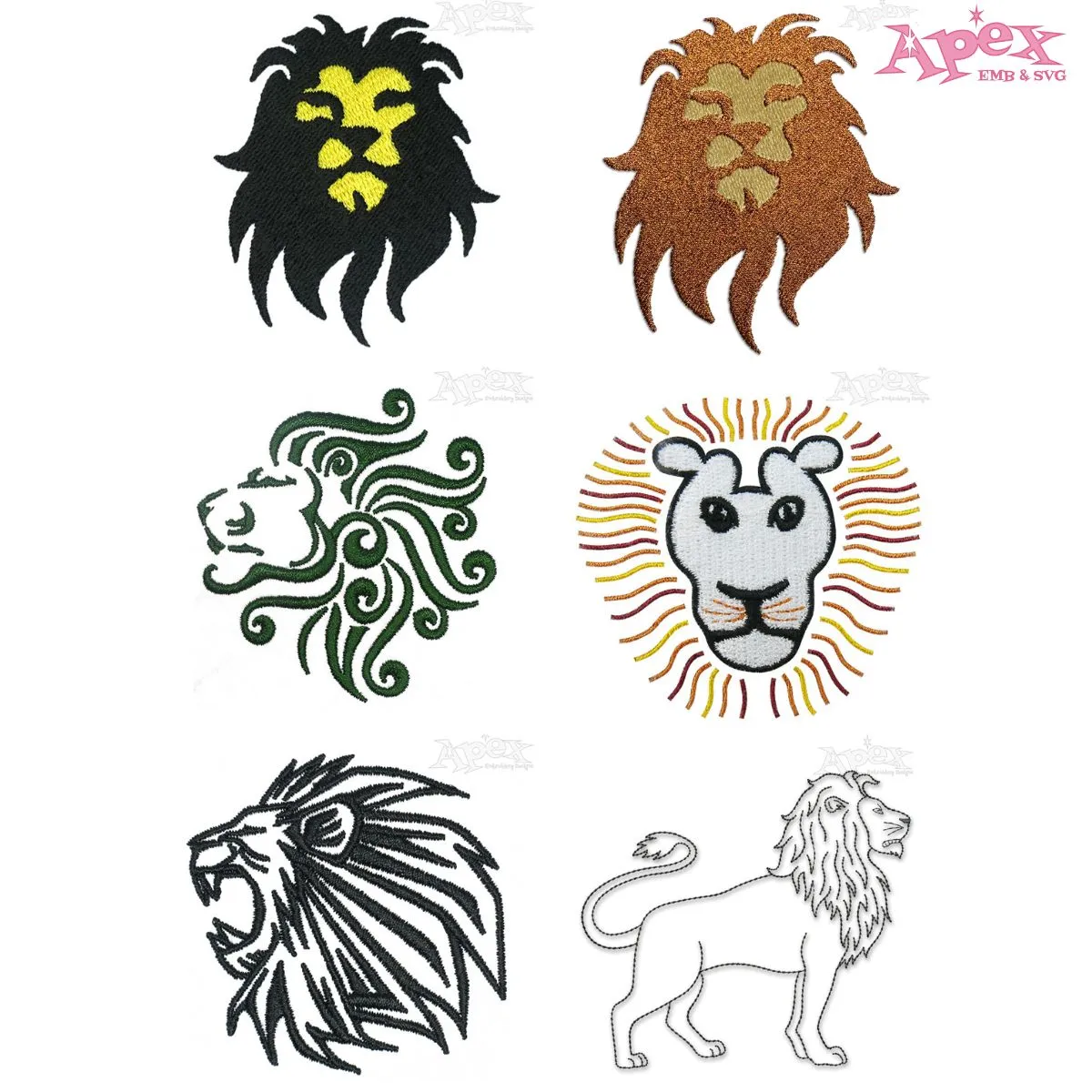 Lion Embroidery Designs Bundle thumbnail