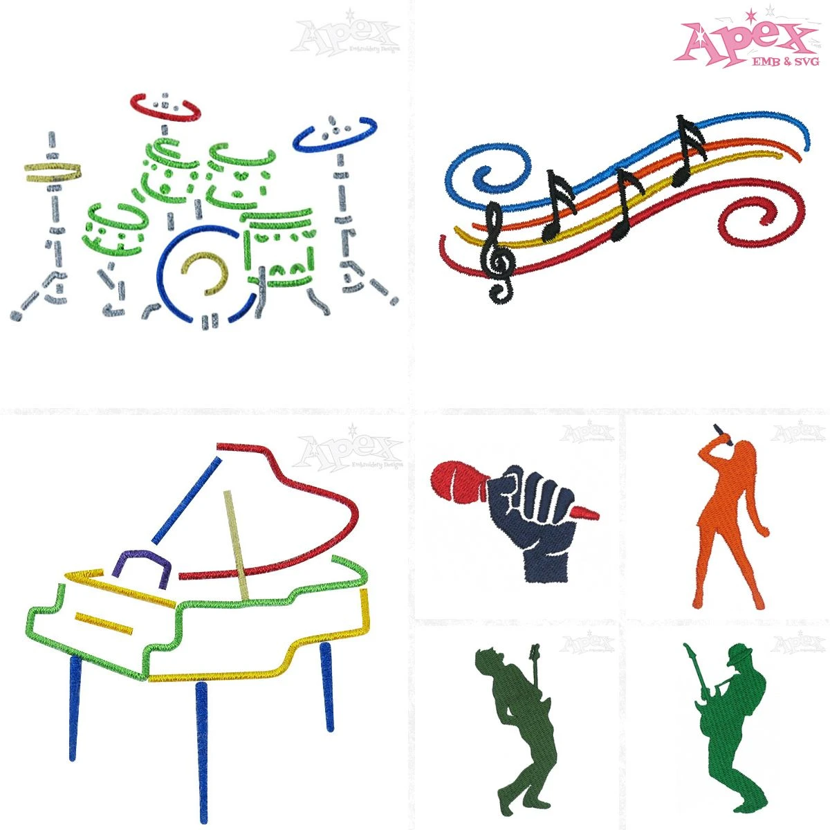 Music Instruments Embroidery Designs Bundle thumbnail