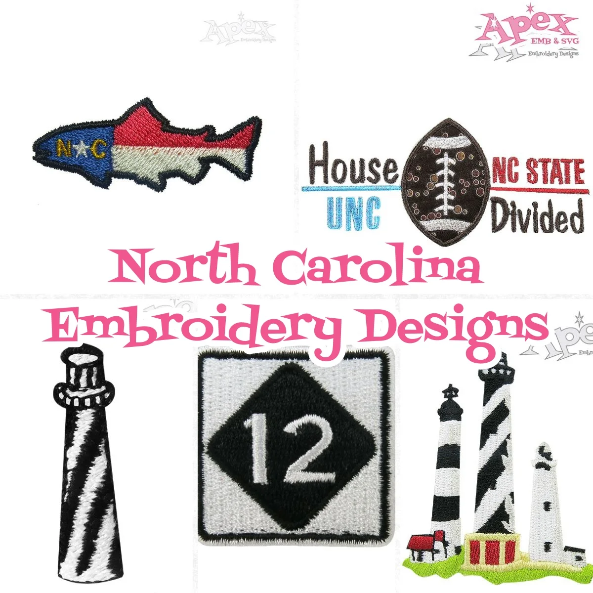 north carolina nc embroidery design bundle thumbnail