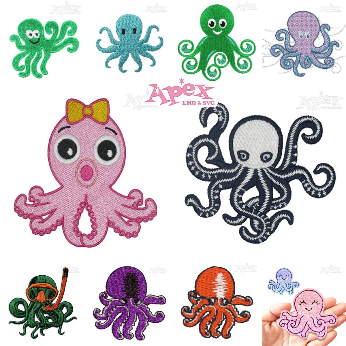 Octopus Embroidery Designs Bundle thumbnail