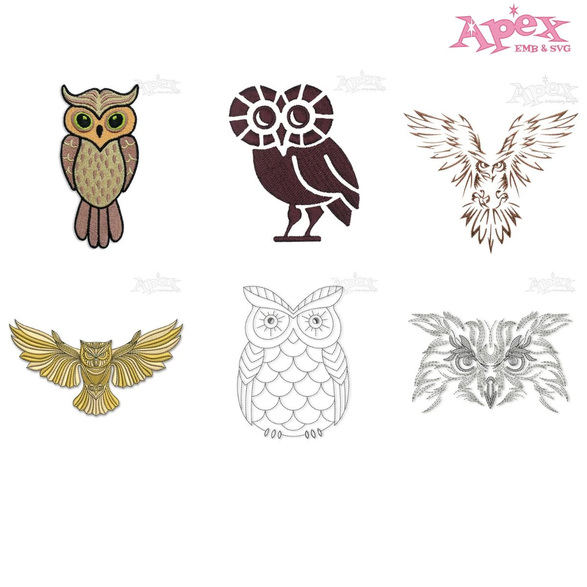 Owl Embroidery Designs Bundle thumbnail