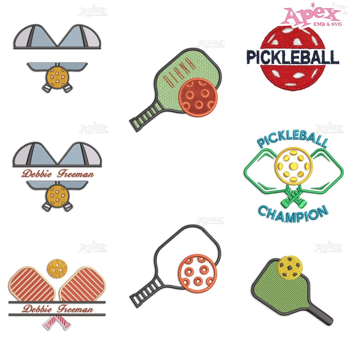 Pickleball Embroidery Designs Bundle thumbnail