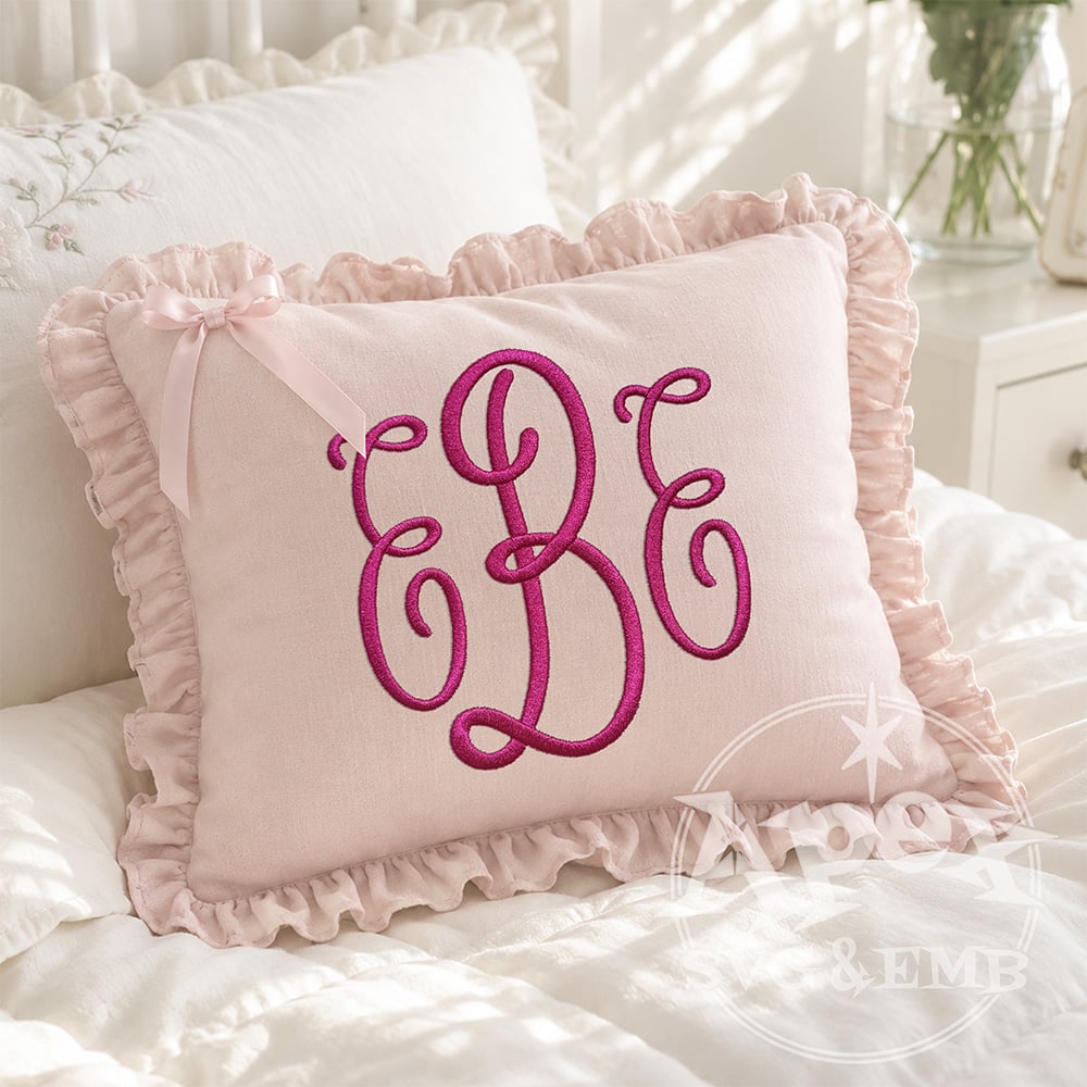 Pillow Talk Bespoke Monogram Embroidery Font EAE