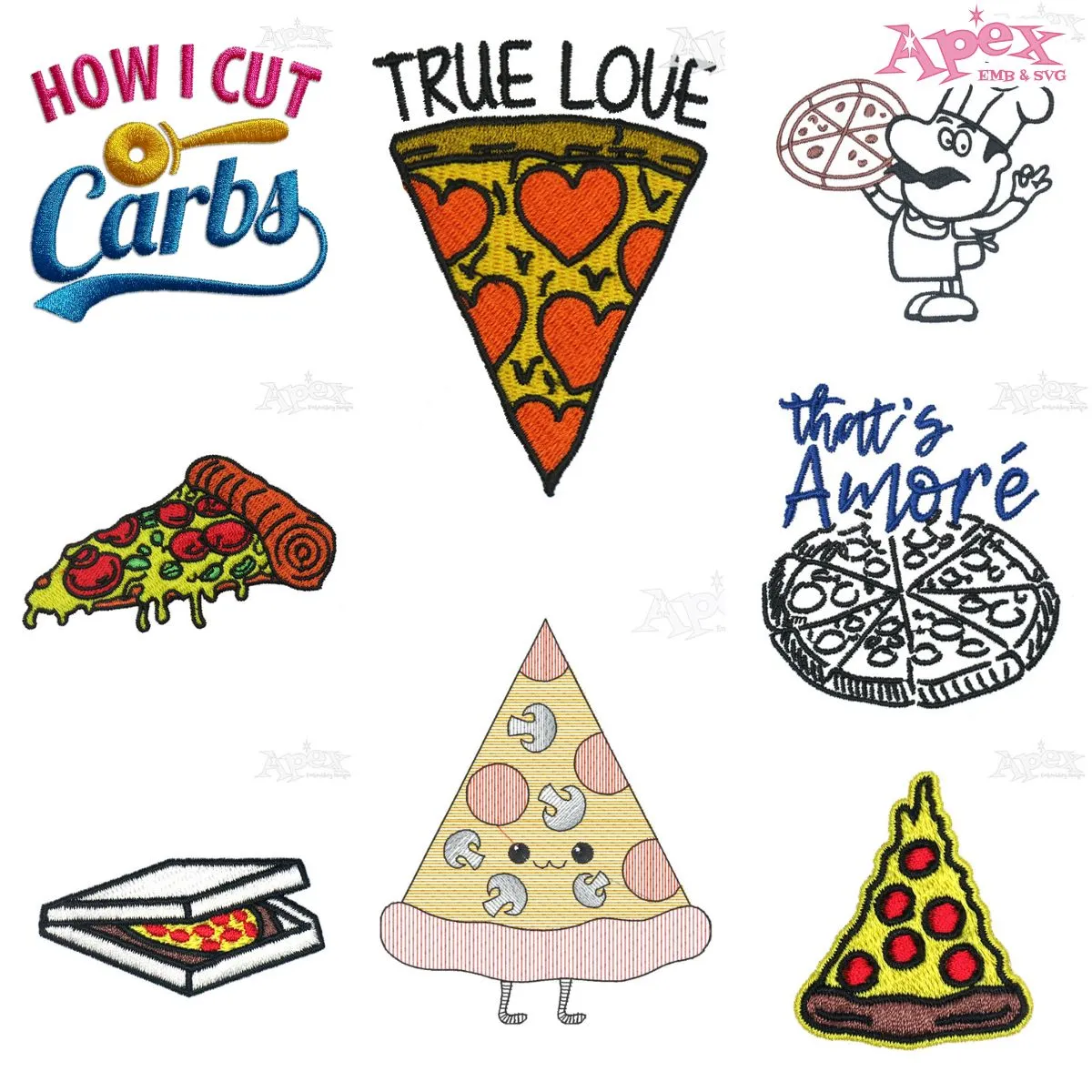 Pizza Embroidery Designs Bundle thumbnail