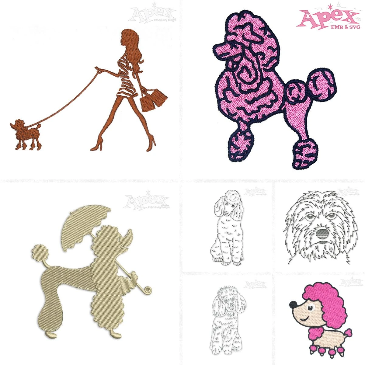 Poodle Dog Embroidery Designs Bundle thumbnail