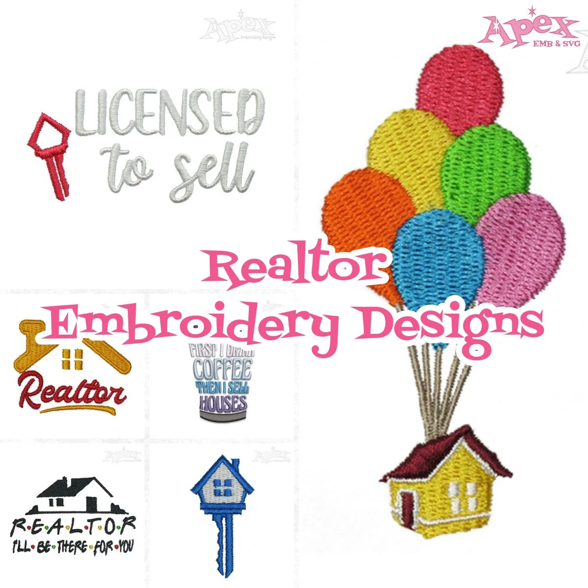 realtor house embroidery design thumbnail bundle