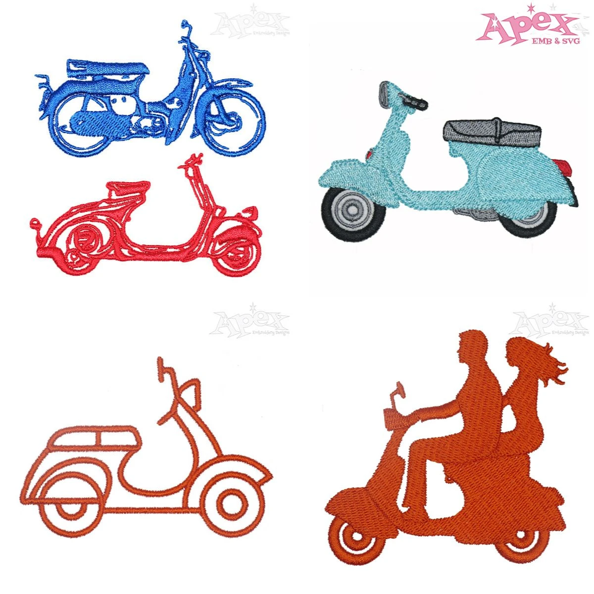 Scooter and Motorbike Embroidery Designs Bundle thumbnail