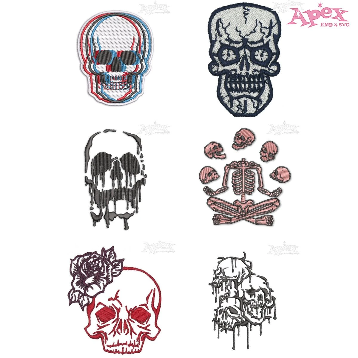 Skull Embroidery Designs Bundle thumbnail