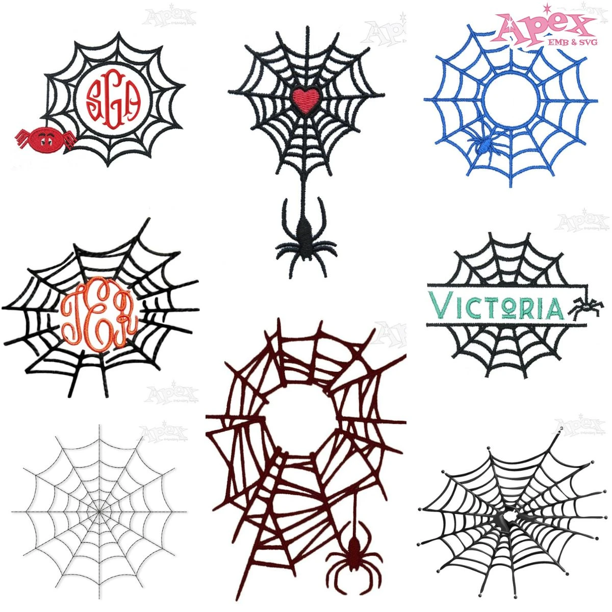 Spider Web Embroidery Designs Bundle thumbnail