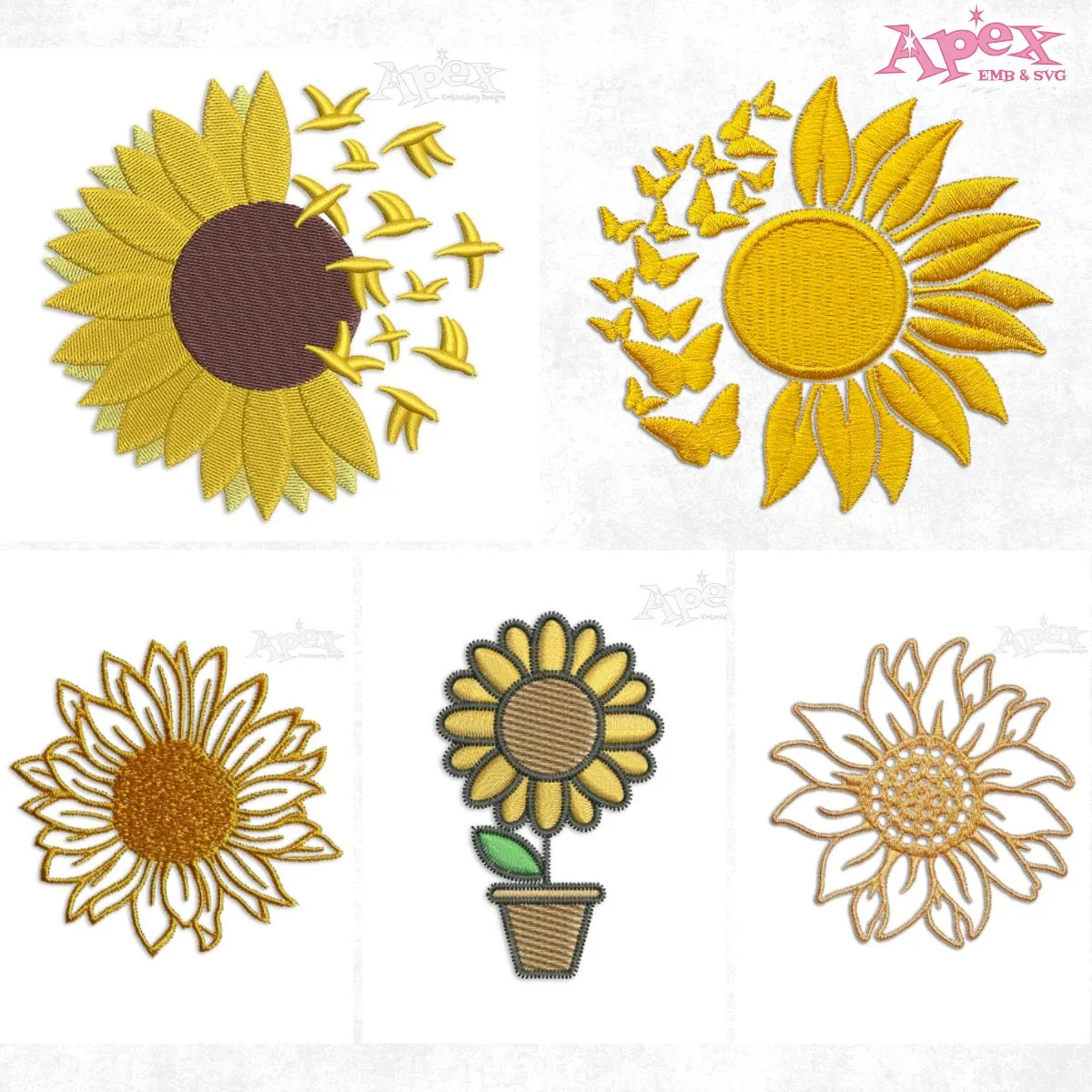 Sunflower Embroidery Designs Bundle thumbnail