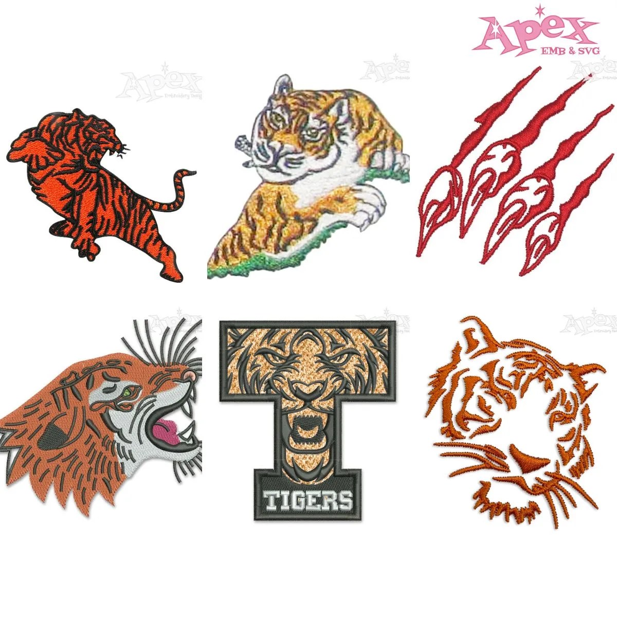 Tiger Embroidery Designs Bundle thumbnail