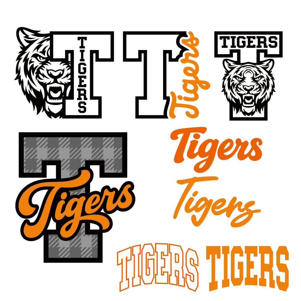 Tigers School Spirit Wear Mascot Bundle SVG All