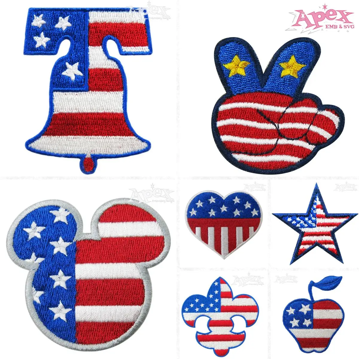 USA Flag Embroidery Designs Bundle thumbnail