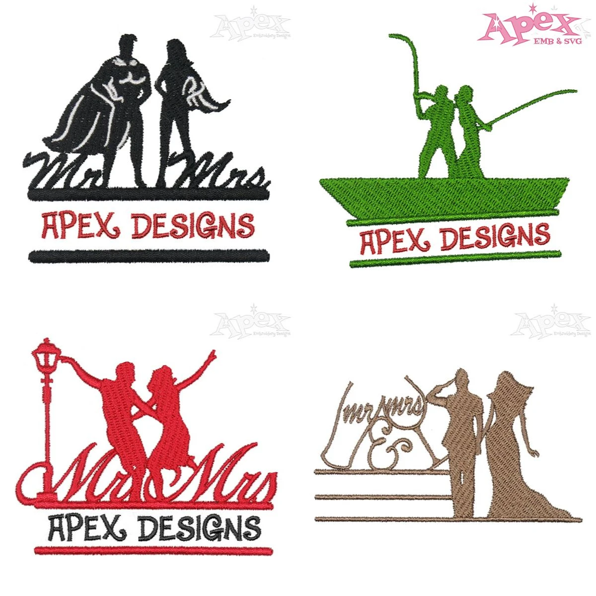 Wedding Couple Frames Embroidery Designs Bundle thumbnail