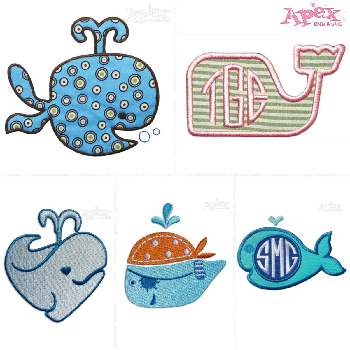 Whale Applique Embroidery Designs Bundle thumbnail