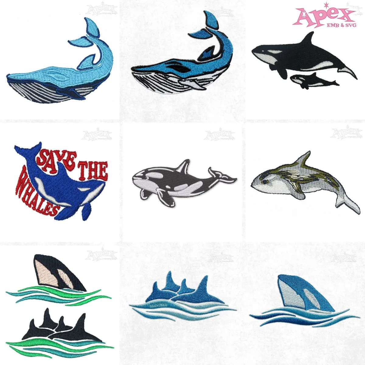 Whale Embroidery Designs Bundle thumbnail