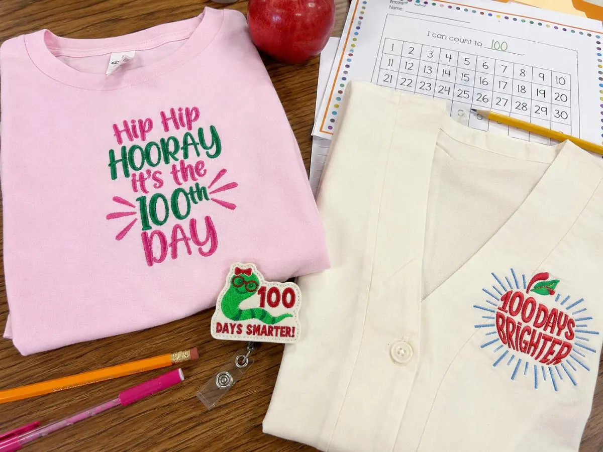 100 Days of School embroidery should feel fun, visible, and classroom-ready.
