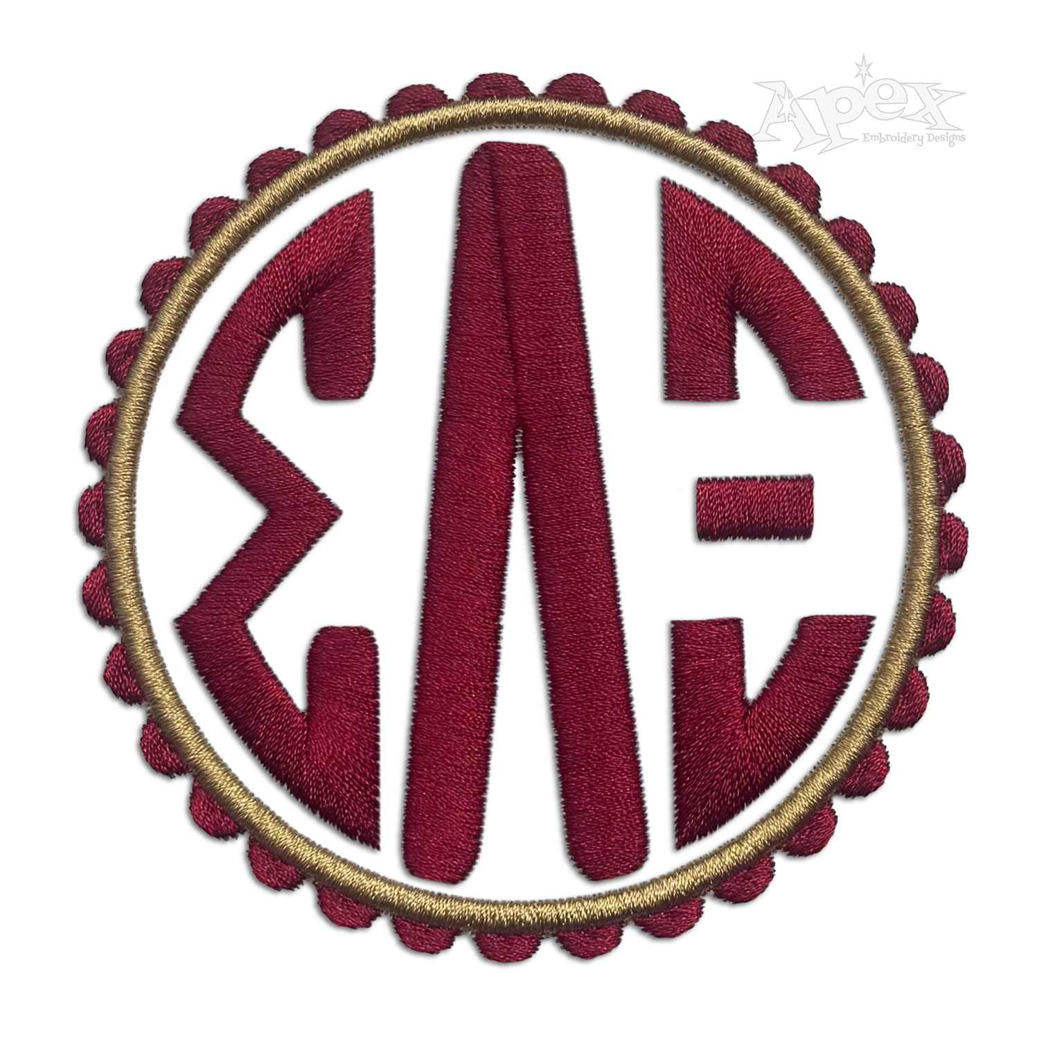 Greek Circle Font 3-Letter Machine Embroidery 