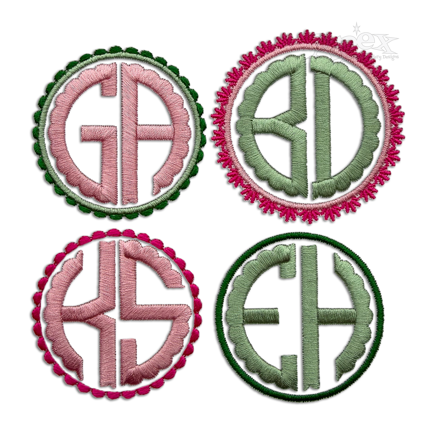Dottie 2-letter Circle Machine Embroidery Font Sample