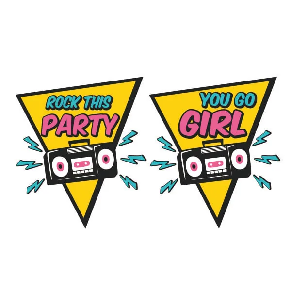 90s Theme Rock This Party You Go Girl SVG Cuttable Design