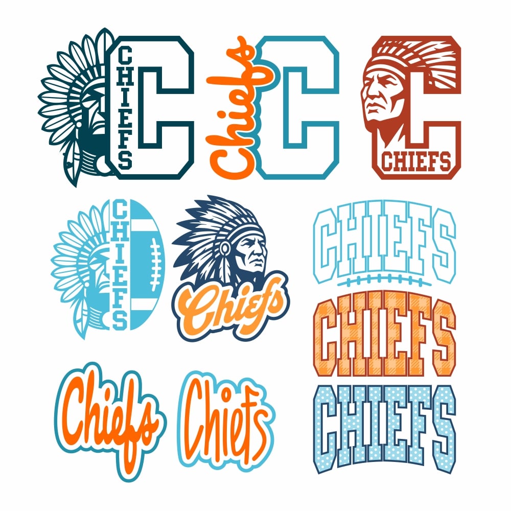 Chiefs School Sports Mascot Spirit Bundle Vector SVG PNG Design All