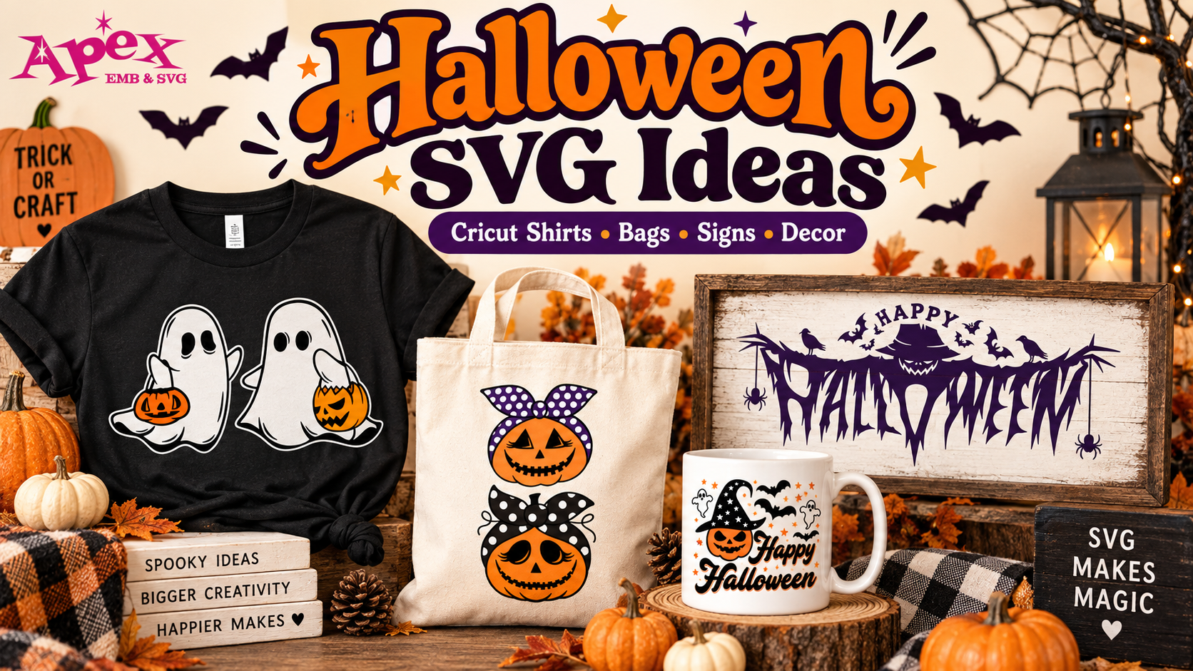 Halloween SVG ideas for Cricut shirts, bags, signs and decor