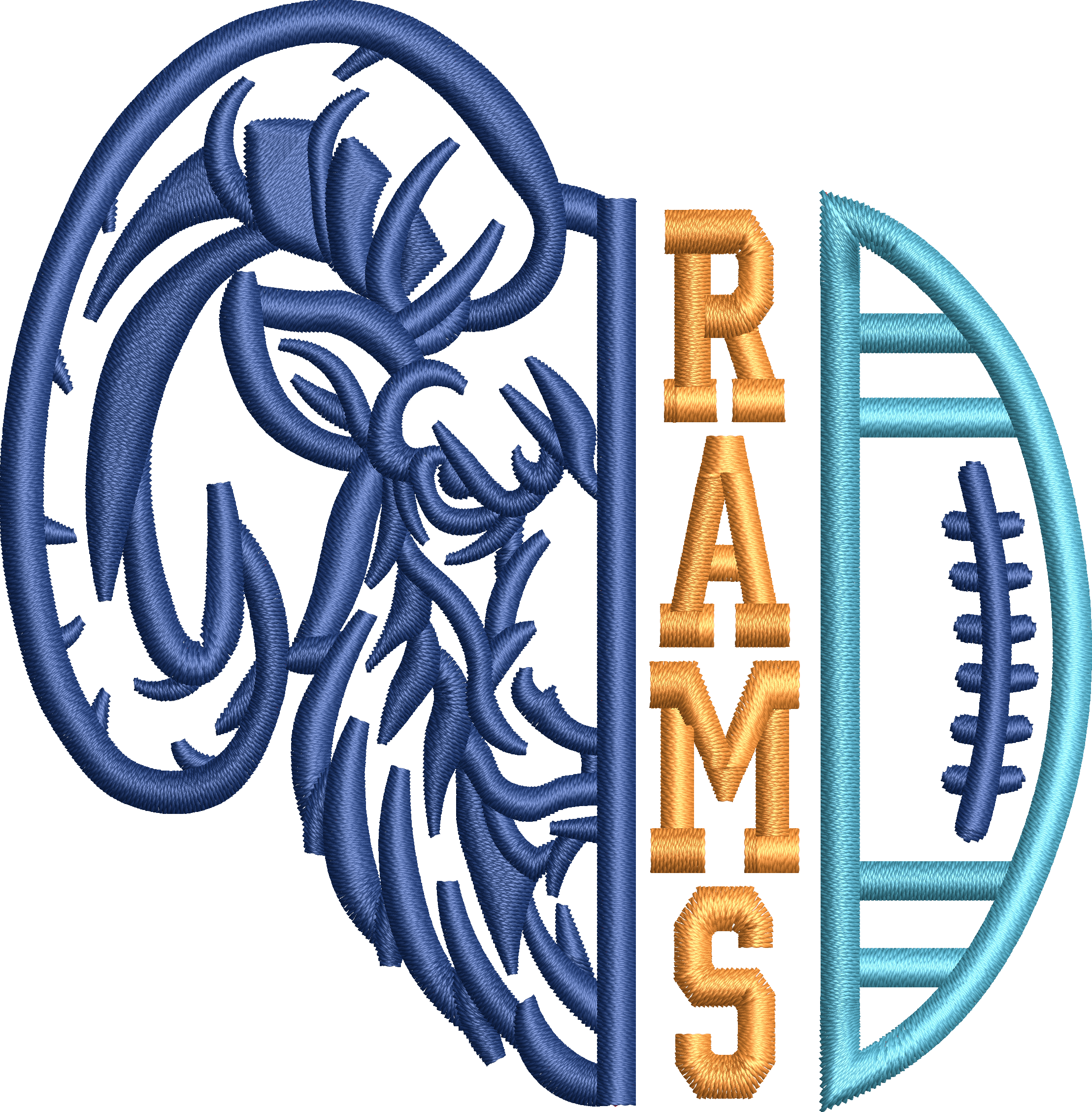 Rams School Mascot Spirit Embroidery Design Bundle Sample football