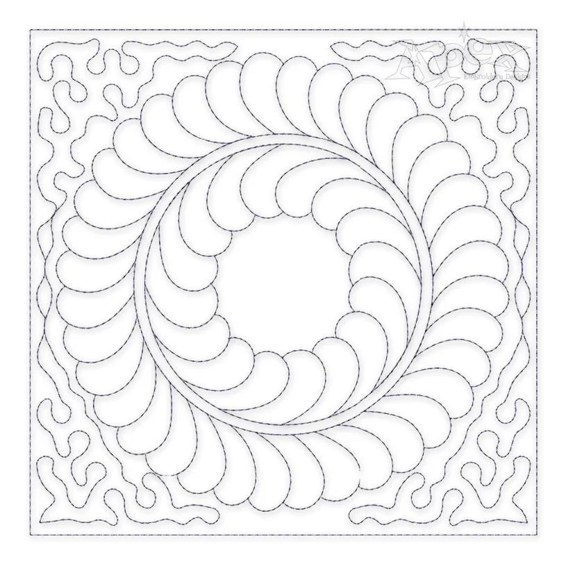 Abstract Flower Wreath Quilt Block Embroidery Design