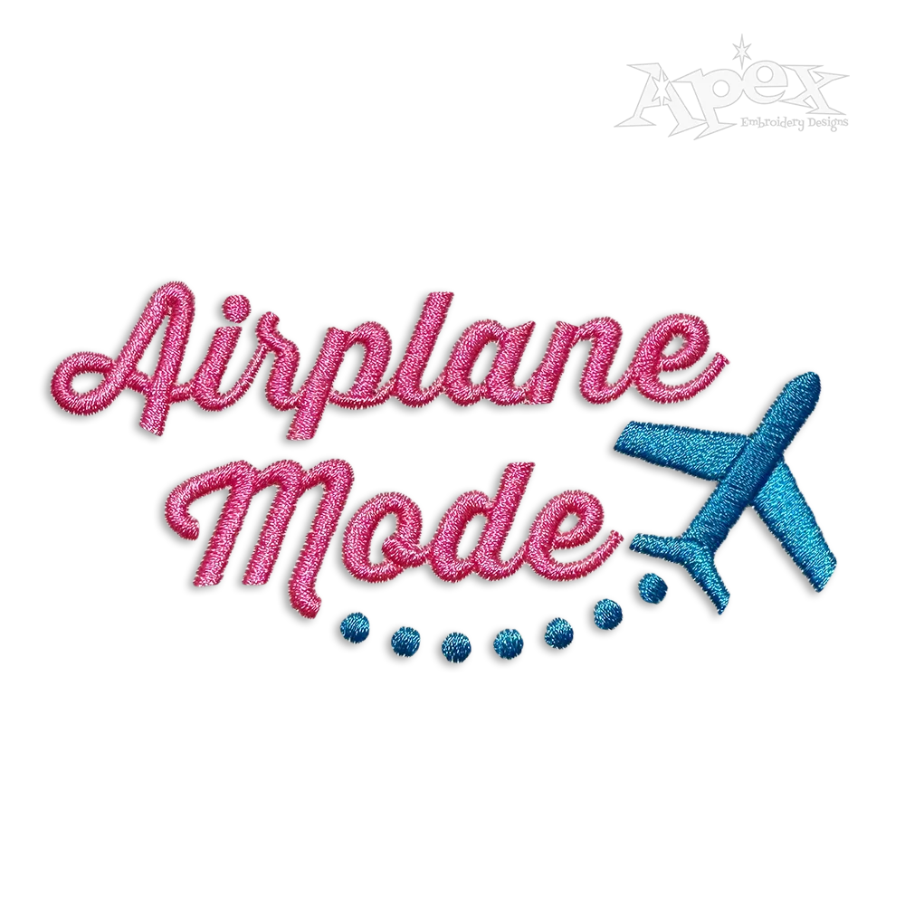Airplane Travel Mode Machine Embroidery Design by Apex