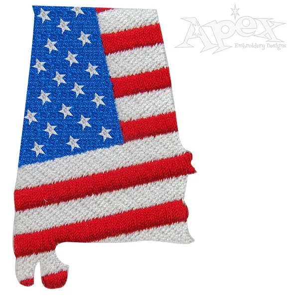 Alabama USA Flag Embroidery Design.