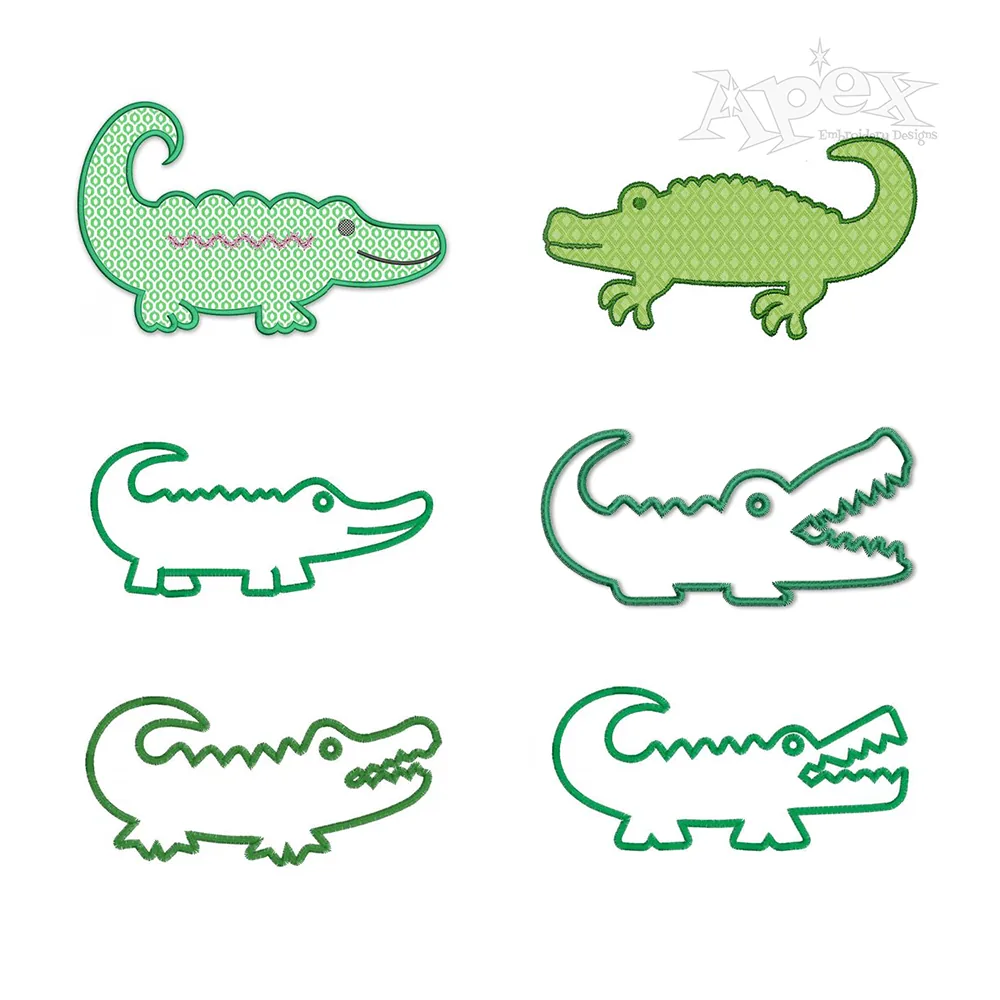 Alligator Applique Embroidery Design Pack by Apex All