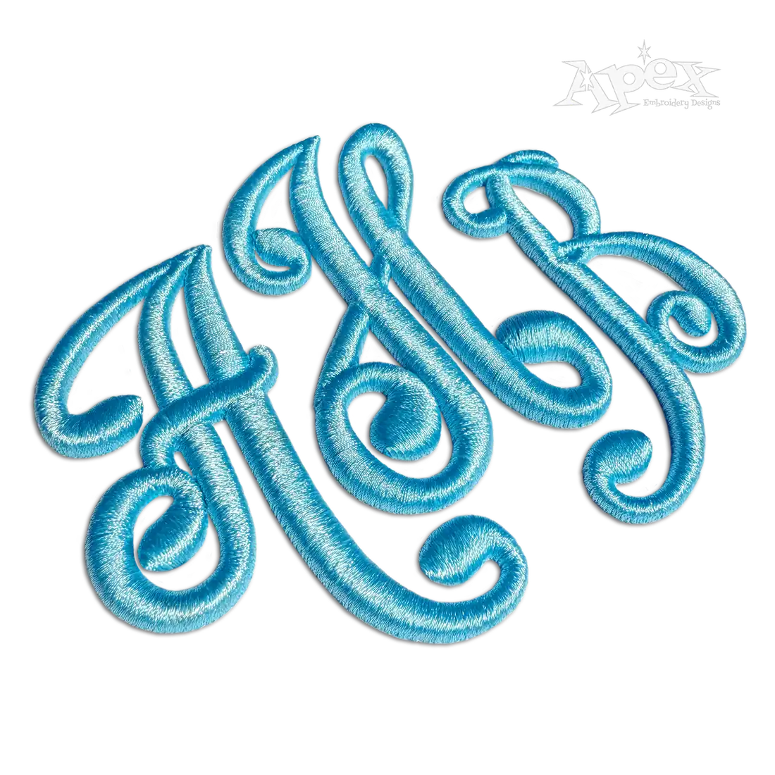 Alsace Monogram 3D Puff Embroidery Font Digitized by Apex ahb
