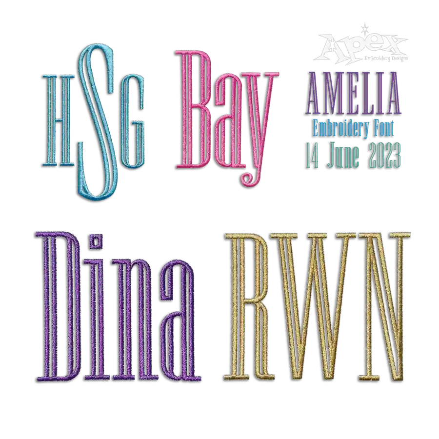 Amelia Machine Embroidery Font By Apex