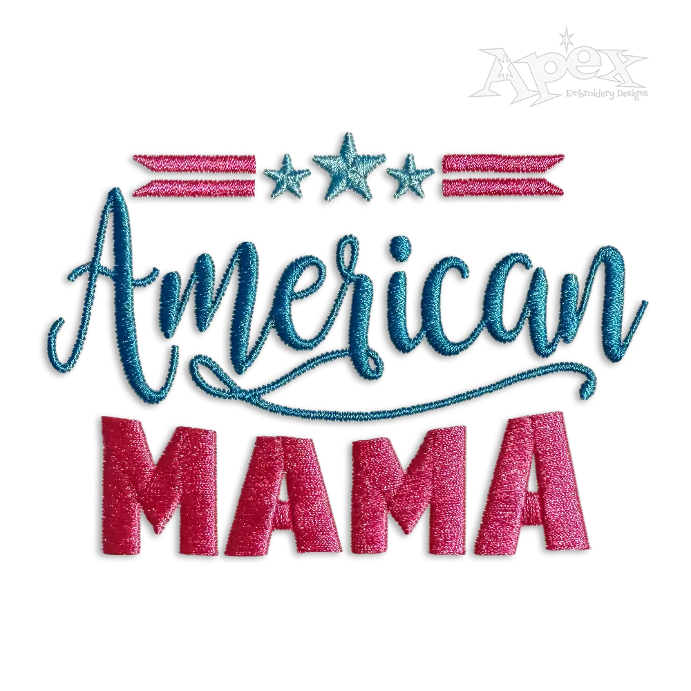 American Mama Logo Machine Embroidery Design - Apex