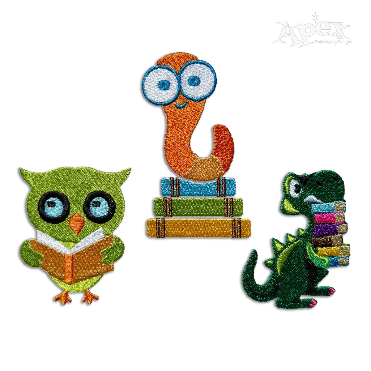 Animal Reader Reading Book Bundle Machine Embroidery Designs - Apex