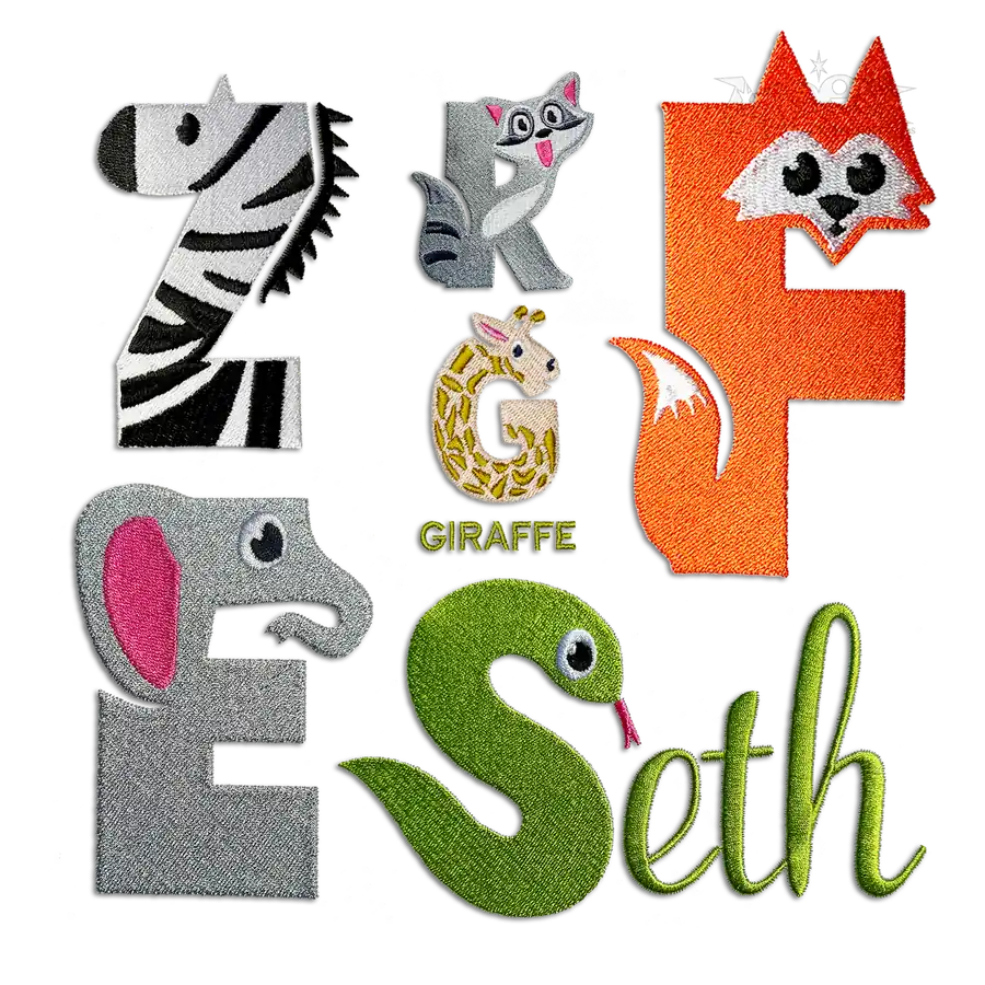 Animals Alphabet Fun Machine Embroidery Font - Apex All