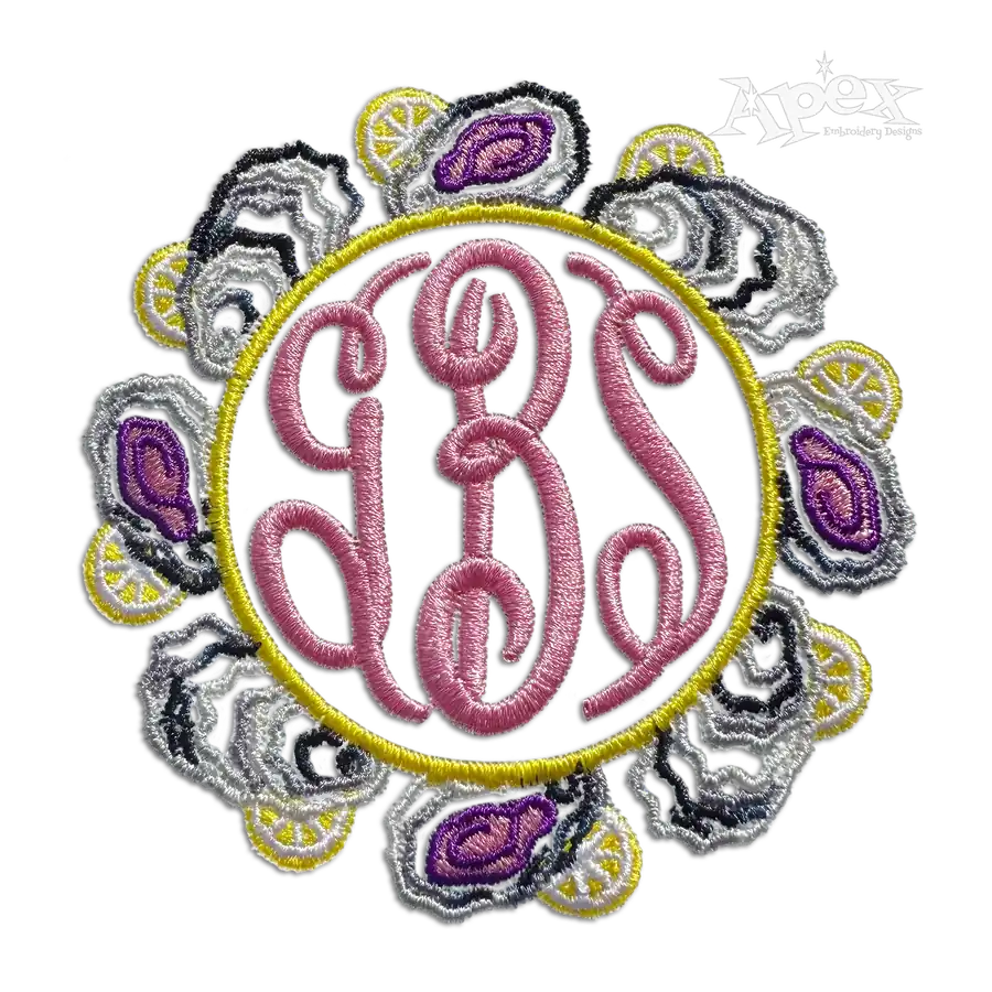 Apex Round Monogram Small Machine Embroidery Font with frame