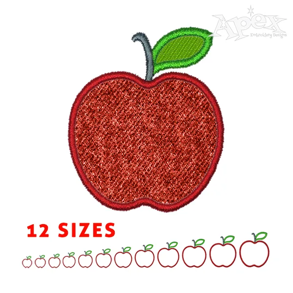 Apple Applique Embroidery Design