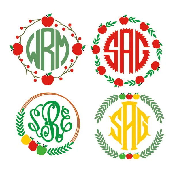 Apple Monogram Frames SVG Cuttable Design