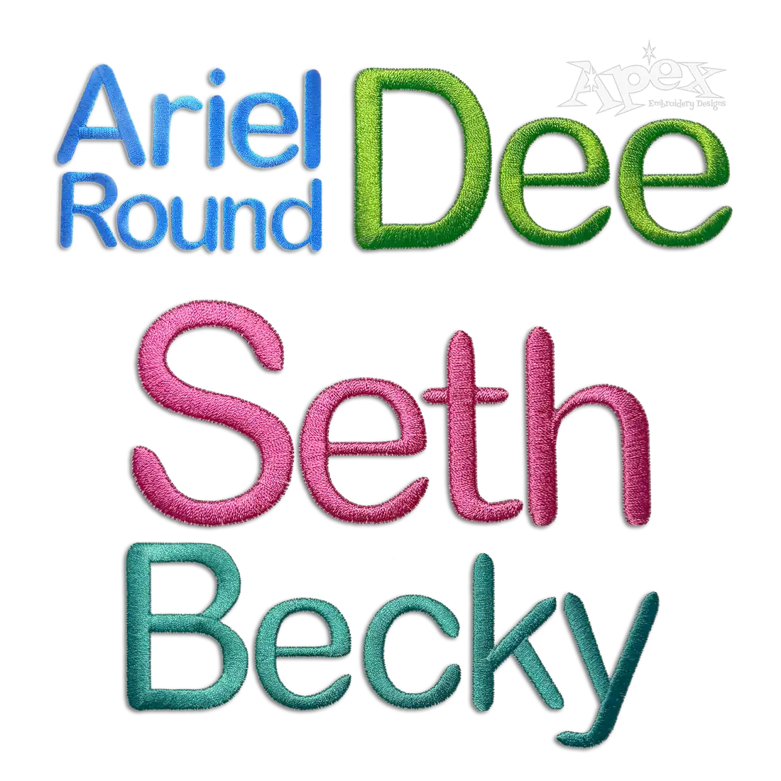 Arial Rounded Machine Embroidery Font - Apex