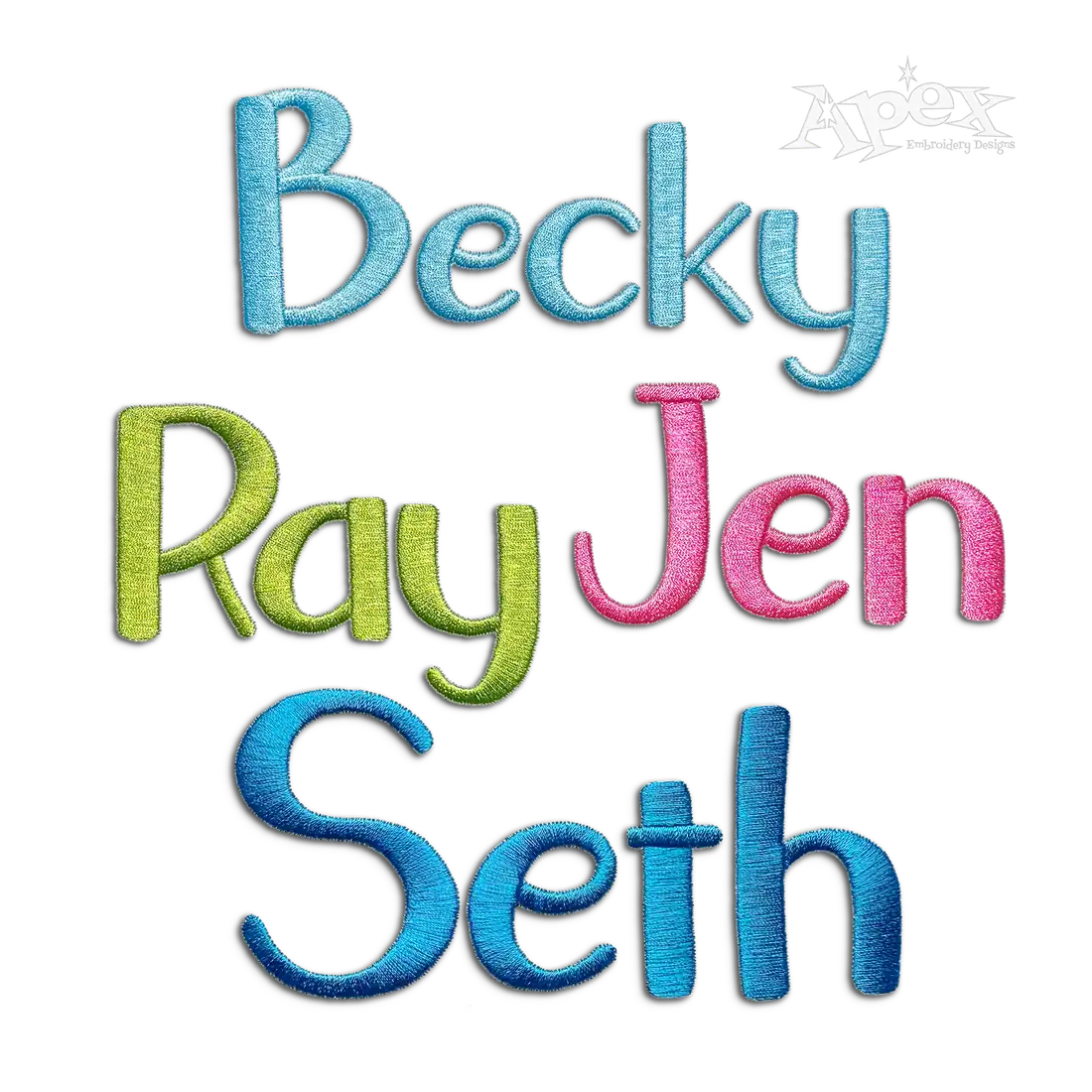 Aspen Handwriting Machine Embroidery Font Letters by Apex All