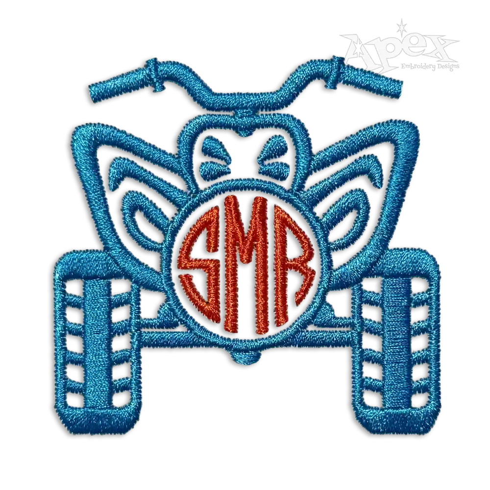 ATV Motor Quad Monogram Motorcyle Machine Embroidery Design Frames