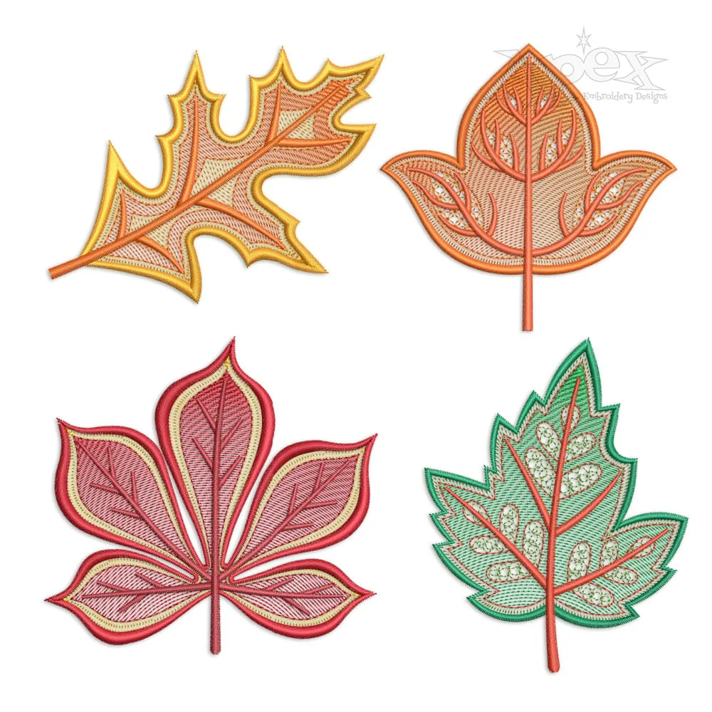 Autumn Fall Leaf Pack Machine Embroidery Design