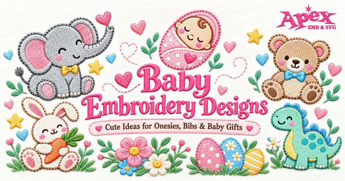 Baby embroidery designs ideas for onesies, bibs and baby gifts